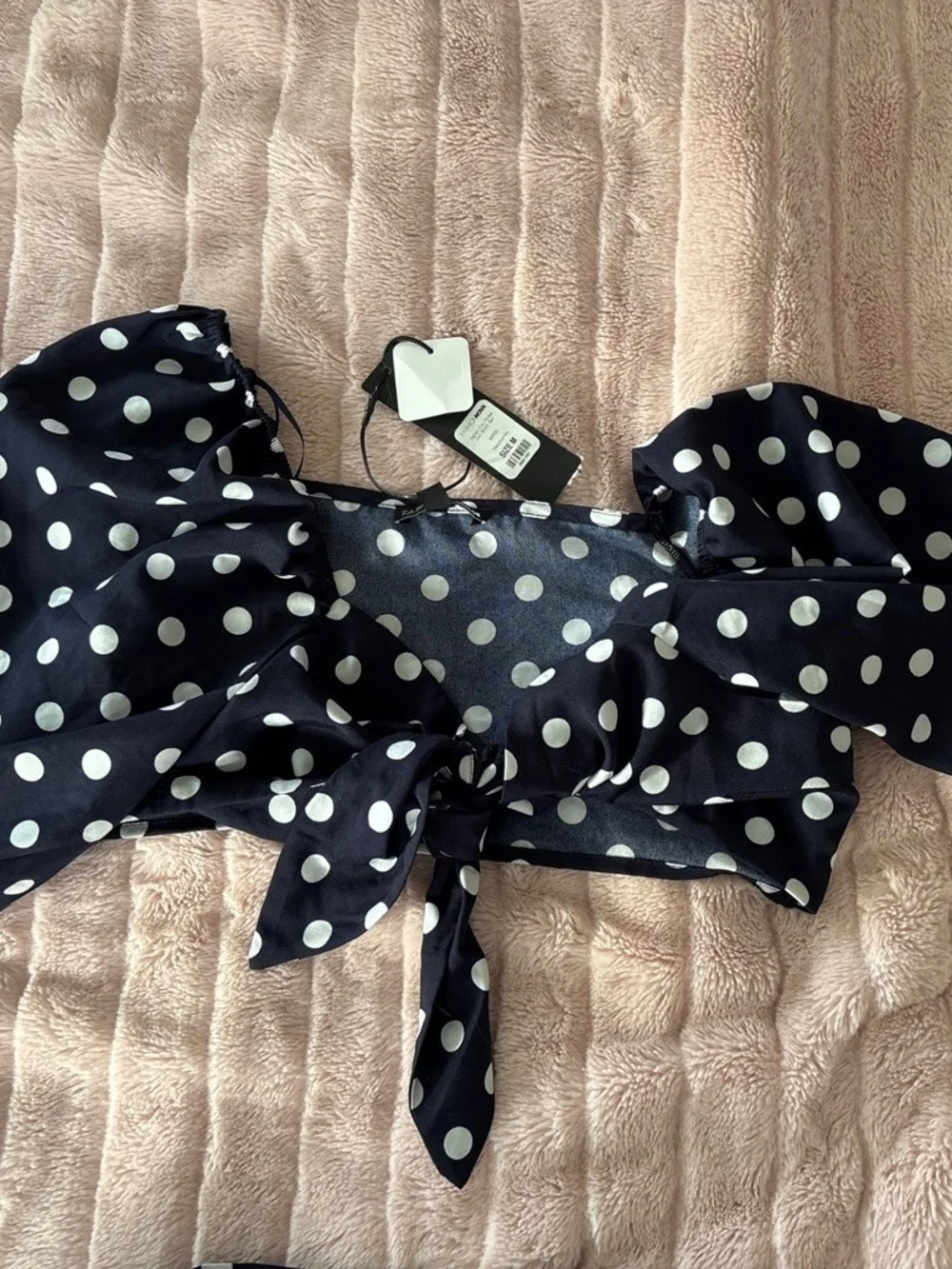 Fashion Nova Navy & White Polka Dot Two-Piece Set